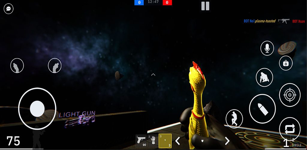 GridFire gameplay with the rubber chicken weapon